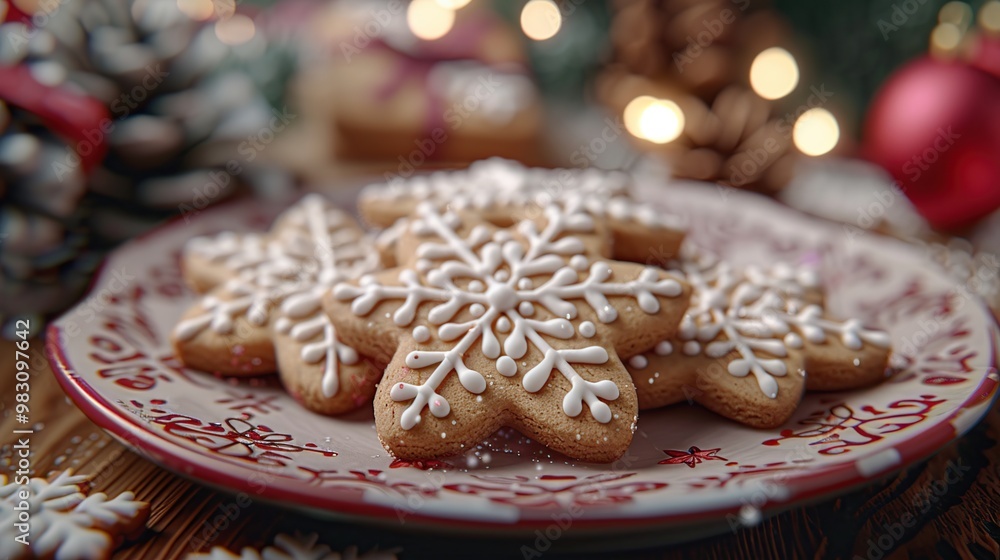 Sticker Christmas Cookies with Snowflake Design