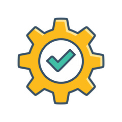 Abstract cogwheel and a checkbox combined together as an icon vector art illustration design. Icon concept design.