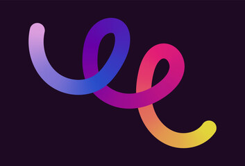 Fototapeta premium Neon Color Gradient squiggle lines. Scribble stripe with wavy elements. Abstract organic dynamic colorful Sshapes on dark background.