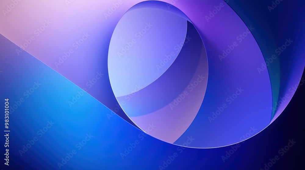 Aufkleber abstract gradient background with curved shapes in blue and purple tones for modern design projects