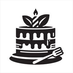 Cake icon silhouette on white background
