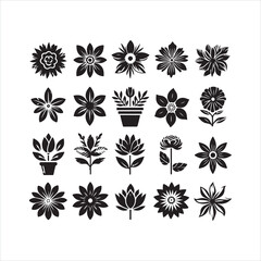 Flower icon silhouette on white background
