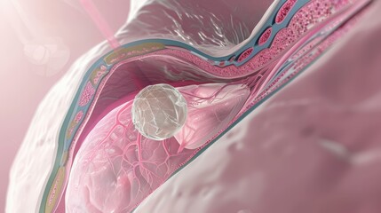 Detailed 3D Rendered Cross Section of Healthy Breast Anatomy for Educational Purposes