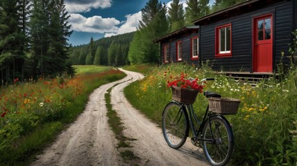 Fototapeta premium bicycle in the village