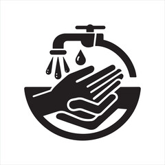 Hand washing icon silhouette on white background
