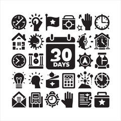 30 days icon silhouette on white background
