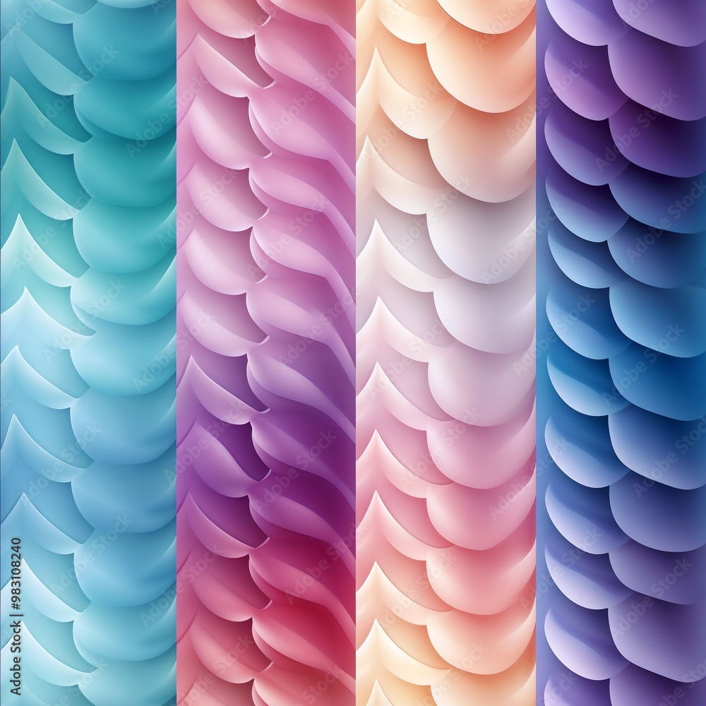Poster seamless abstract pattern with layered gradients and wavy shapes for modern designs