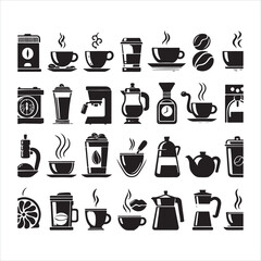 Coffee icon silhouette on white background
