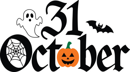 31 October typography design vector style with white background