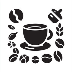 Coffee icon silhouette on white background
