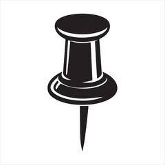 Push pin icon silhouette on white background
