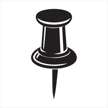 recommend clip art: Push pin icon silhouette on white background
                    