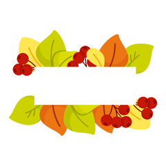 Rectangular frame of autumn leaves