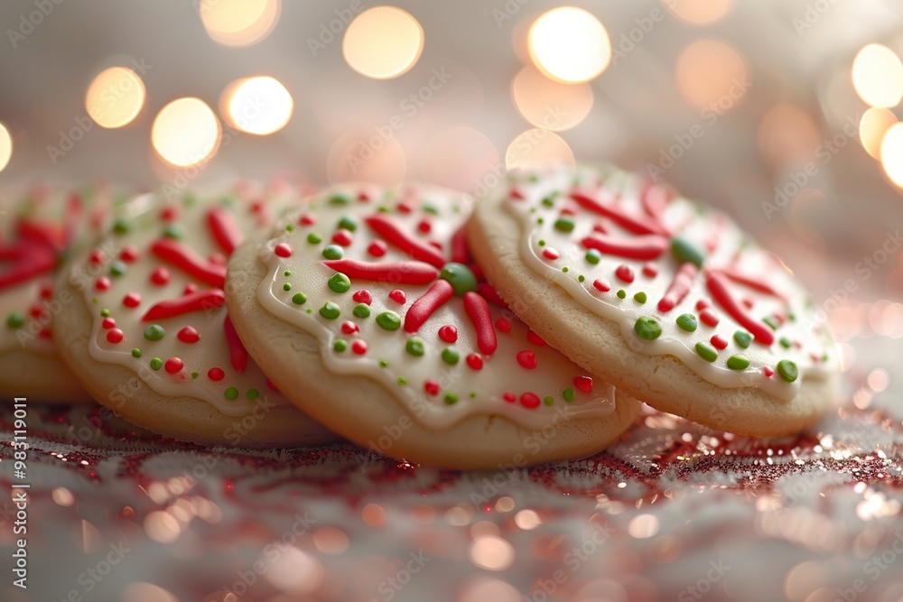 Wall mural festive snowflake cookies