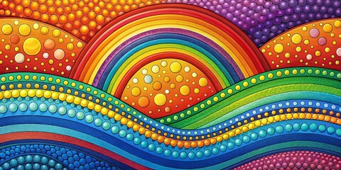 Rainbow Harmony Vibrant Abstract Composition - Balance of Colorful Geometric Shapes Evokes Depth and Cheerful Playfulness for Children's Design