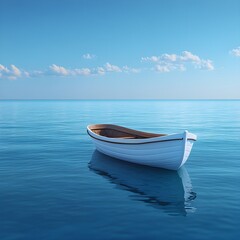 Naklejka premium Beautiful Boat Drifting Near the Coastal Shoreline of a Blue Sea photo