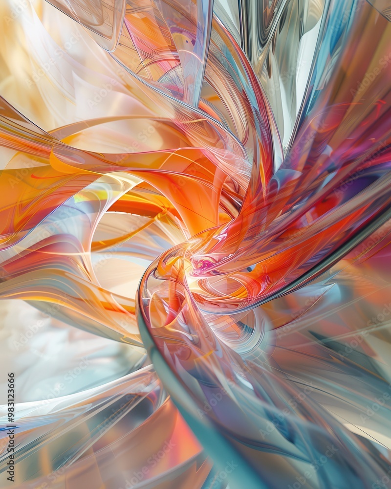 Poster abstract swirling colorful lines create a vibrant and dynamic pattern.