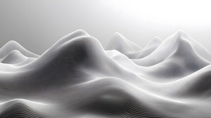 Obraz premium A landscape generated entirely by Bézier curves, undulating hills and valleys formed by flowing lines, smooth transitions, and harmonic curvatures, evoking a sense of mathematical serenity