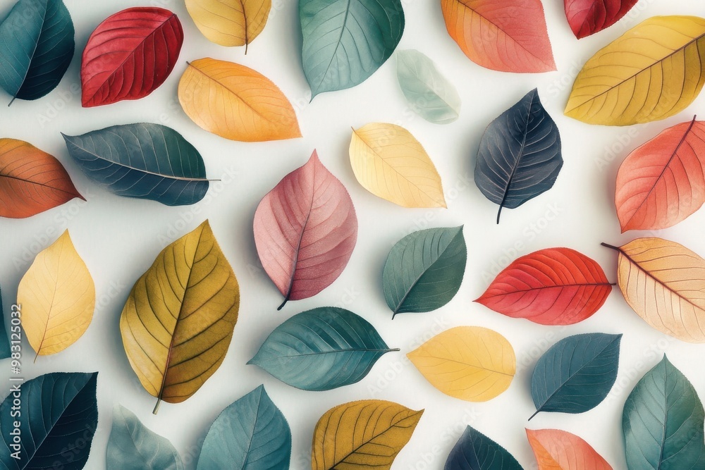 Poster elegant pattern showcasing an assortment of colorful and natural foliage set against a soft backgrou