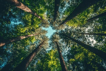 Vibrant leafy covering of evergreen pines