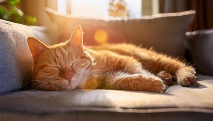Obraz premium cat sleeping on the bed