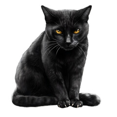 black cat - Scary Black Halloween Cat on Transparent Background