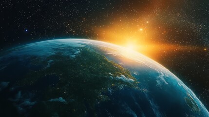 Fototapeta premium Stunning Sunrise Over Earth from Space