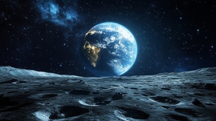 Stunning View of Earth from the Lunar Surface