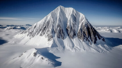 Majestic Winter Mountain Peaks A Stunning Snow-Covered Landscape, Showcasing the Beauty of Nature's Towering Giants A Serene View of Snow-Capped Summits in Winter's Embrace