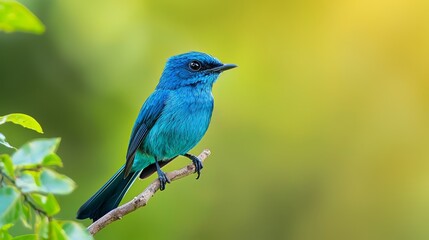  A blue bird perches on a tree branch amidst a lush, green tree adorned with leaves