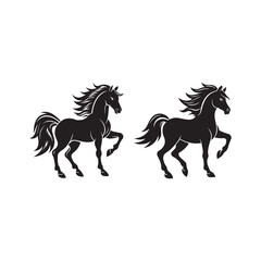 rider horse silhouette vector, black and white silhouette, vector and illustration