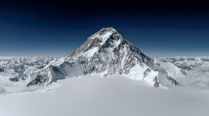 Obraz premium Majestic Winter Mountain Peaks A Stunning Snow-Covered Landscape, Showcasing the Beauty of Nature's Towering Giants A Serene View of Snow-Capped Summits in Winter's Embrace