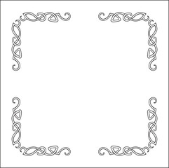 Elegant black and white ornamental frame, decorative border, corners for greeting cards, banners, business cards, invitations, menus. Isolated vector illustration.	
