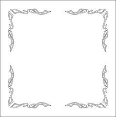 Elegant black and white ornamental frame, decorative border, corners for greeting cards, banners, business cards, invitations, menus. Isolated vector illustration.	
