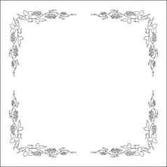 Vegetal  frame with grapevine, decorative corners for greeting cards, banners, business cards, invitations, menus. Isolated vector illustration.	