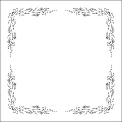 Vegetal  frame with grapevine, decorative corners for greeting cards, banners, business cards, invitations, menus. Isolated vector illustration.	