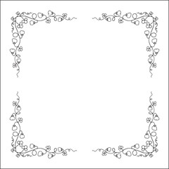 Vegetal floral frame with leaves and flowers, decorative corners for greeting cards, banners, business cards, invitations, menus. Isolated vector illustration.	