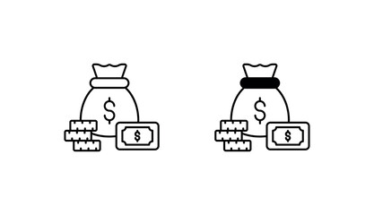 Money Bag icon design with white background stock illustration