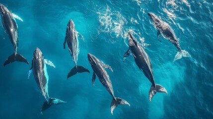 Obraz premium killer whales swimming in the ocean view from above