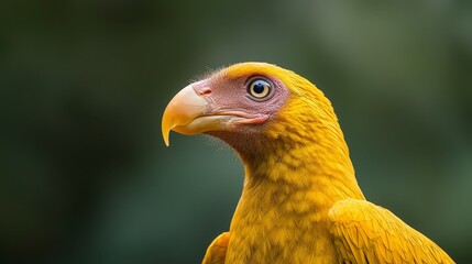  A detailed view of a yellow bird against a softly blurred background