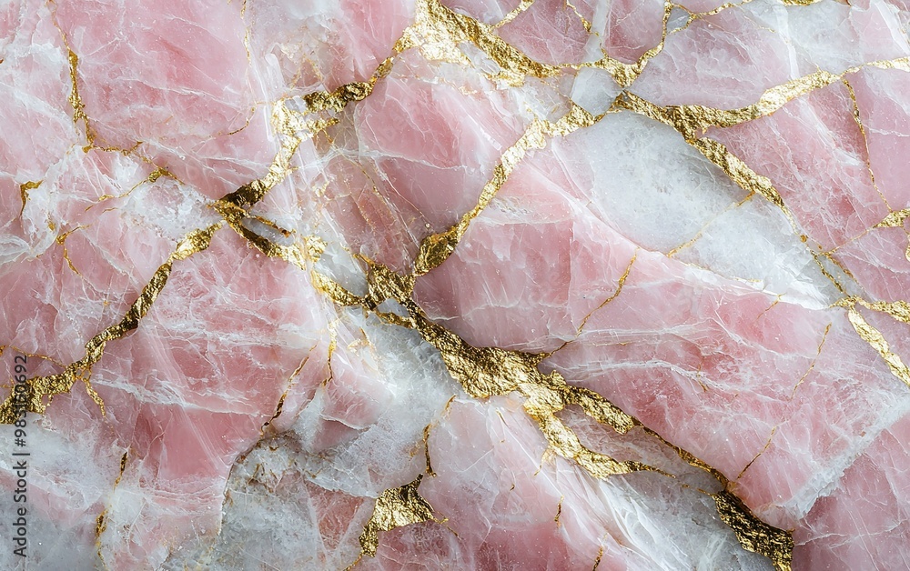 Poster elegant pink and gold marble texture showcasing intricate patterns and contrasting colors perfect fo