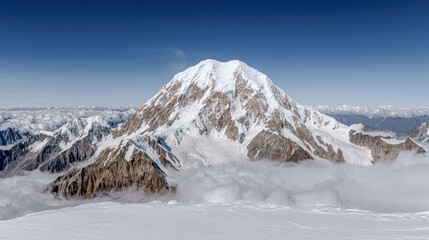Fototapeta premium ImageMajestic Winter Mountain Peaks A Stunning Snow-Covered Landscape, Showcasing the Beauty of Nature's Towering Giants A Serene View of Snow-Capped Summits in Winter's Embrace