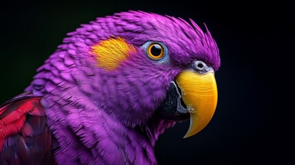Fototapeta premium beak yellow, head adorned with red and yellow feathers