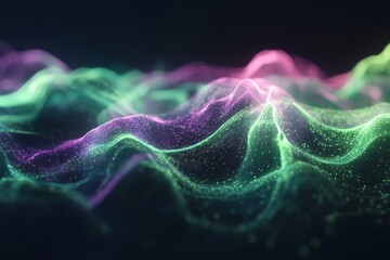 Fototapeta premium Vibrant Abstract Waves in Green and Pink