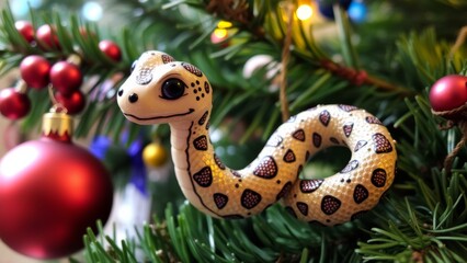 Fototapeta premium Snake Christmas tree toy.