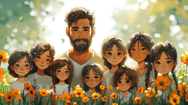 Father's Day. Father of a large family