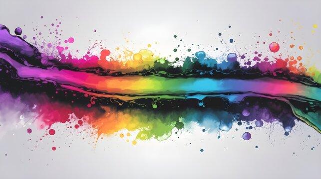 Abstract Rnbow Watercolor Background With Colorful Splashes