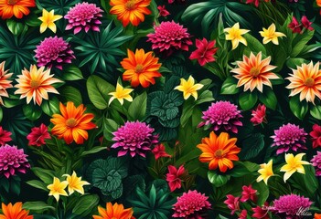 Fototapeta premium vibrant botanical clipart collection featuring colorful plants digital design projects creative applications, flowers, leaves, artwork, nature, graphics
