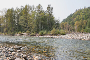 Chilliwack River during a summer season in Chilliwack, British Columbia, Canada