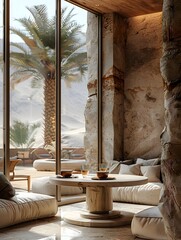 Minimalist interior, desert theme home